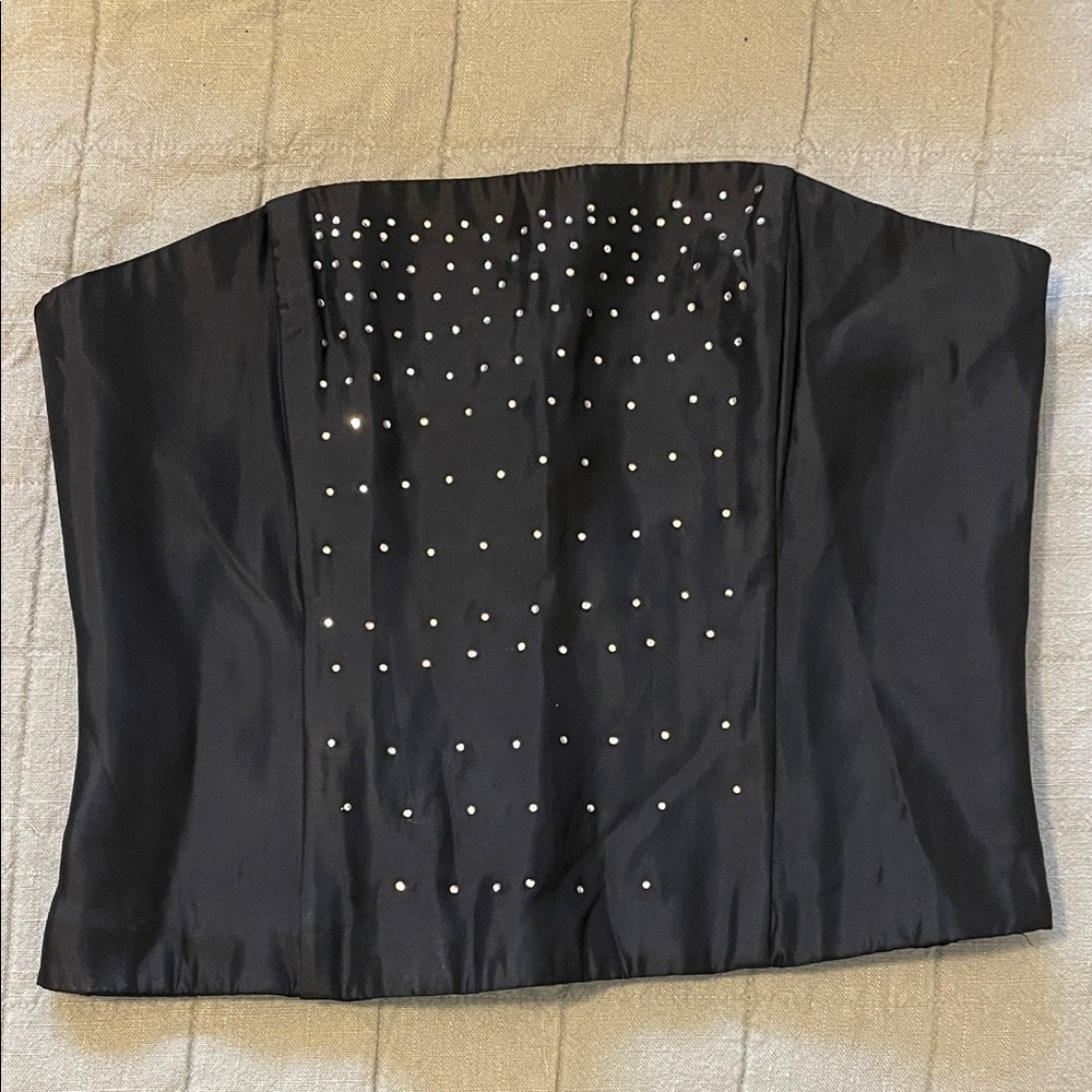 Rebecca McClintock Black Strapless Top with Rhinestone Accents